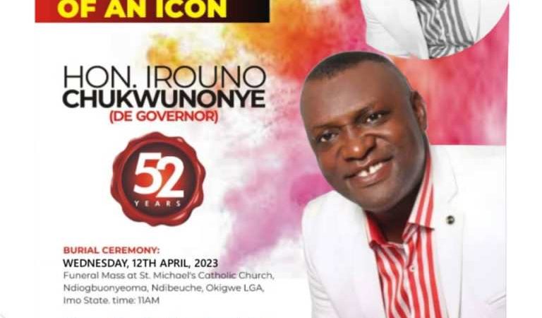 New Funeral Date for Late Hon. Chukwunonye Irouno Announced